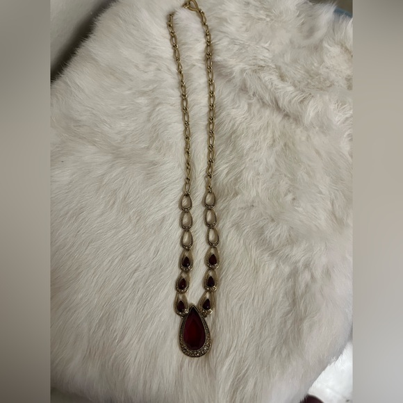 Jewelry - Monte Gold Plated Faux Ruby Necklace High Quality
